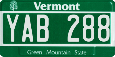 VT license plate YAB288