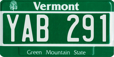 VT license plate YAB291