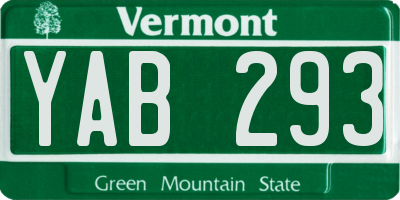 VT license plate YAB293
