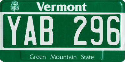 VT license plate YAB296