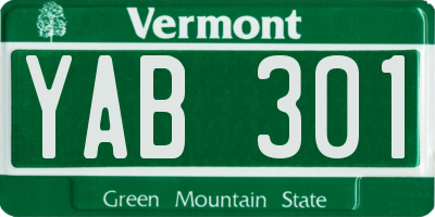 VT license plate YAB301