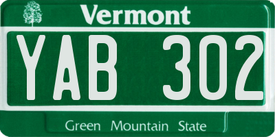 VT license plate YAB302