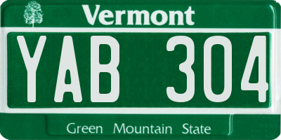 VT license plate YAB304