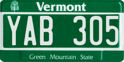 VT license plate YAB305