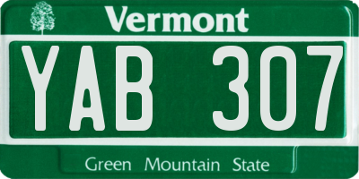 VT license plate YAB307