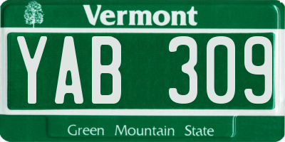 VT license plate YAB309
