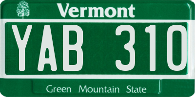 VT license plate YAB310