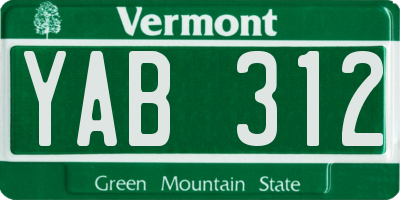 VT license plate YAB312