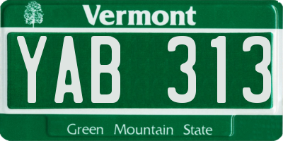 VT license plate YAB313