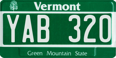 VT license plate YAB320