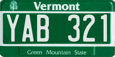 VT license plate YAB321