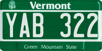 VT license plate YAB322