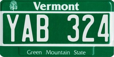 VT license plate YAB324