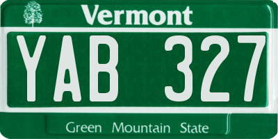 VT license plate YAB327