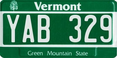 VT license plate YAB329
