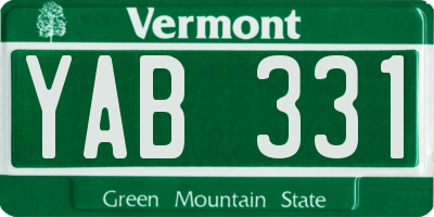 VT license plate YAB331