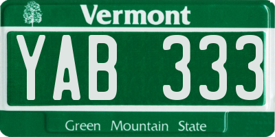 VT license plate YAB333
