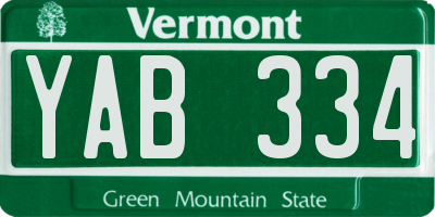 VT license plate YAB334