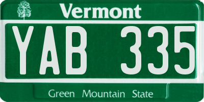 VT license plate YAB335