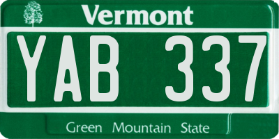 VT license plate YAB337