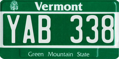 VT license plate YAB338