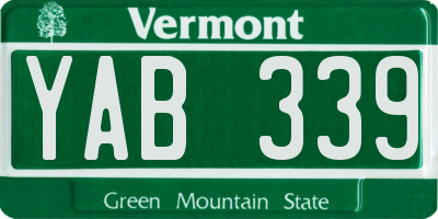 VT license plate YAB339
