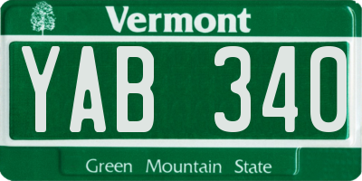 VT license plate YAB340