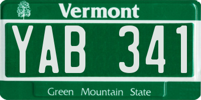 VT license plate YAB341