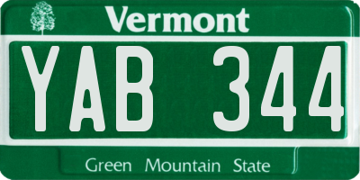 VT license plate YAB344