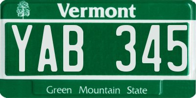 VT license plate YAB345