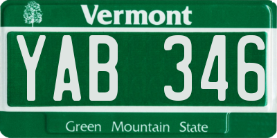 VT license plate YAB346