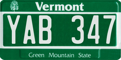 VT license plate YAB347