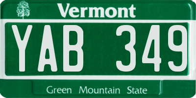 VT license plate YAB349