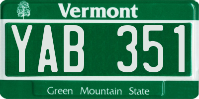 VT license plate YAB351