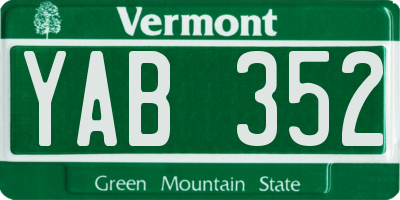VT license plate YAB352
