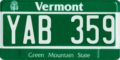 VT license plate YAB359