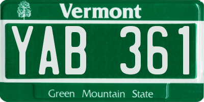 VT license plate YAB361