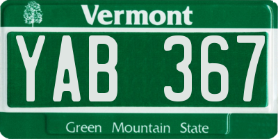 VT license plate YAB367