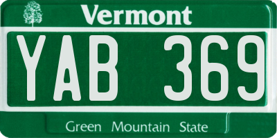 VT license plate YAB369