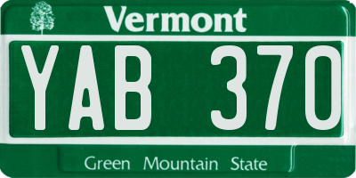 VT license plate YAB370