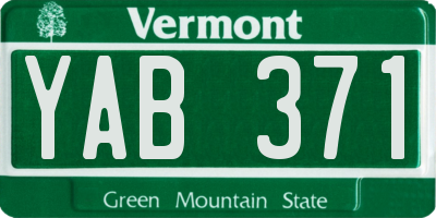 VT license plate YAB371