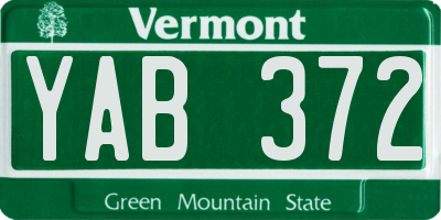 VT license plate YAB372