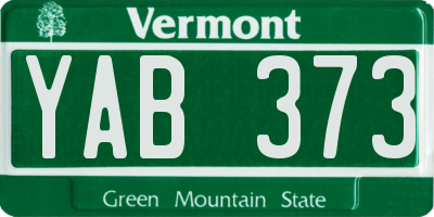 VT license plate YAB373