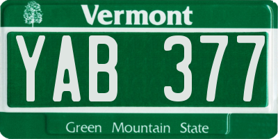 VT license plate YAB377