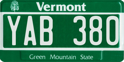 VT license plate YAB380