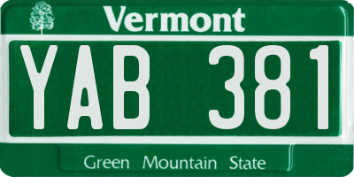 VT license plate YAB381