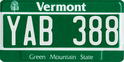 VT license plate YAB388