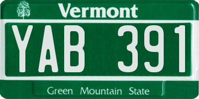 VT license plate YAB391