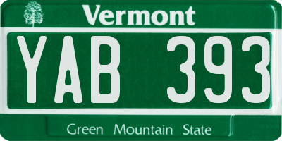 VT license plate YAB393