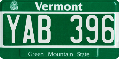 VT license plate YAB396